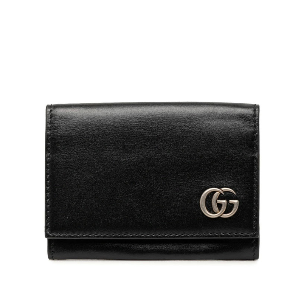 Gucci GG Marmont Card Case Wallet Black Leather